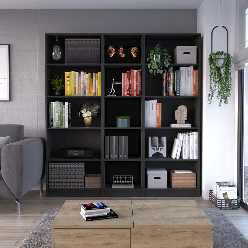 Élégant salon à 3 tablettes - 11,7 po Large, moderne et profond de 24,7 po avec des bibliothèques profondes