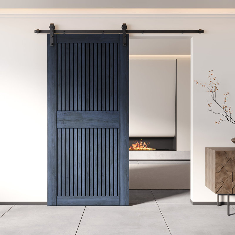 Porte de grange en bois de pin à rayures verticales Homacer, 36 po x 84 po
