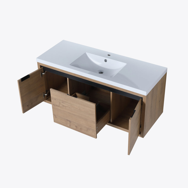 48 Inch Bathroom Cabinet With Sink,Soft Close Doors and Drawer,Float Mounting Design,48x18(KD-Packing), Wood