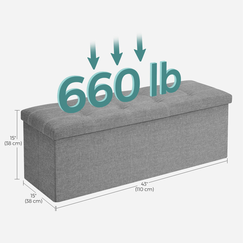 Ottoman Storage Bench, Light Gray