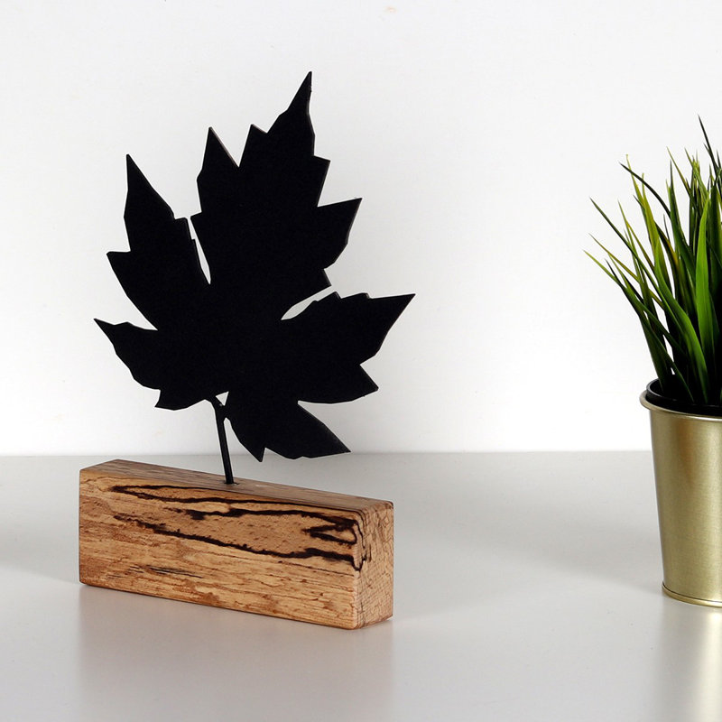 Élégant objet décoratif, métal noir et bois, 6,7 po x 10,6 po x 1,4 po | 100% métal (épaisseur: 0,08 pouce) Base: 100% bois | Décoration élégante, design moderne et esthétique unique