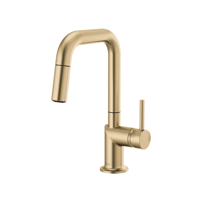 Odin® Pull-Down Prep Faucet with Square Spout, Luxe Gold, Lever