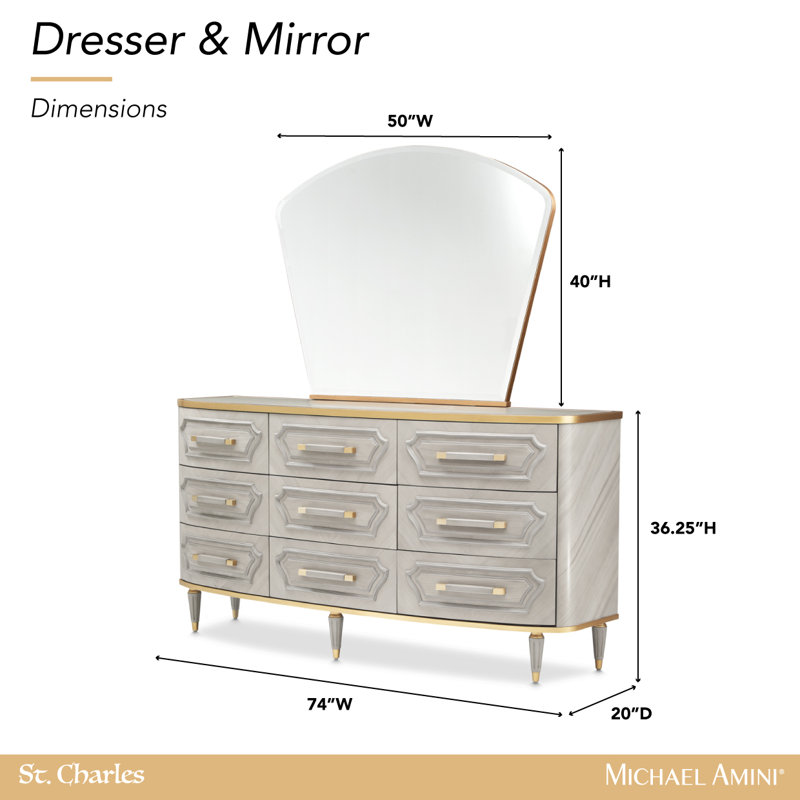 St. Charles Vanity Desk With Glass Top - Dove Gray