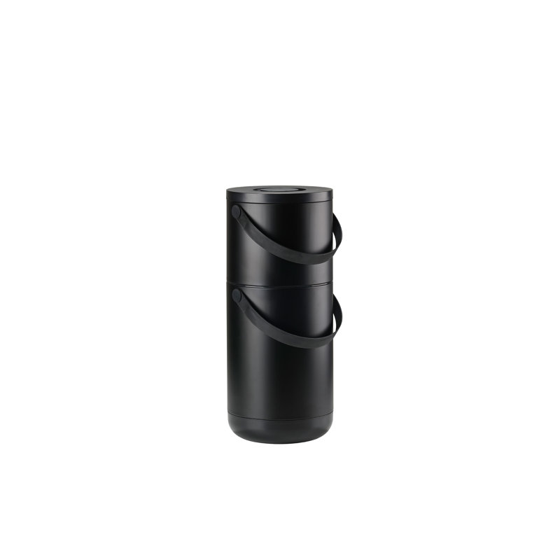 Plastic Manual Lift Kitchen Trash Can, Black, 12 L