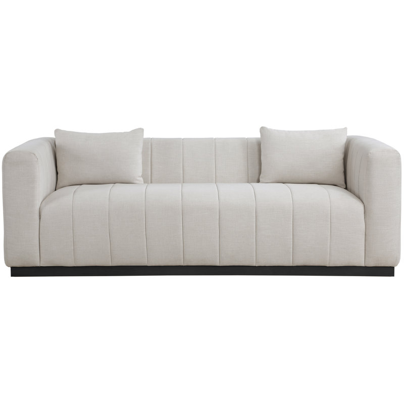 Canapé 90,5 po, Tissu beige texturé en lin