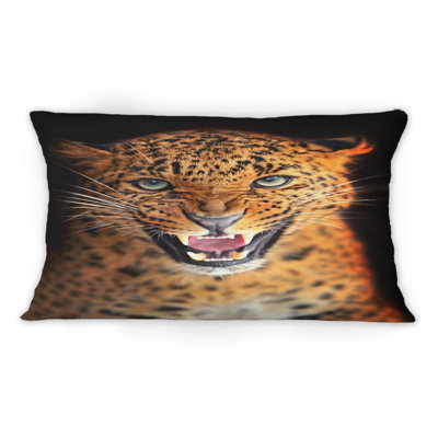 Portrait d'un léopard V - coussin décoratif traditionnel imprimé