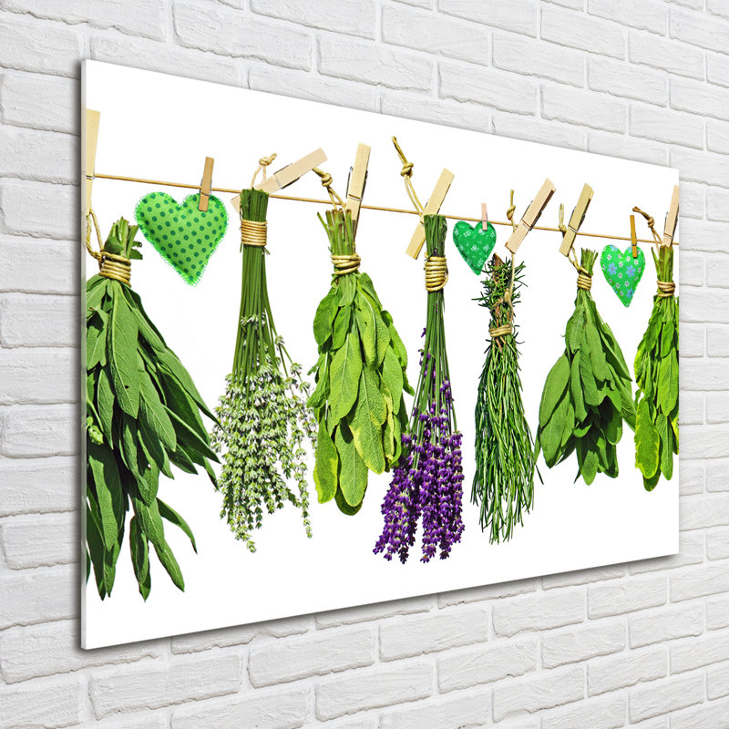 Herbs On A String - No Frame Print, Glass, 70cm H x 100cm W x 4cm D