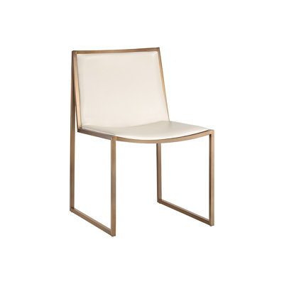 Chaise d'appoint rembourrée en similicuir H 17 po Beane - Crème