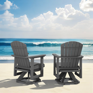 Plastic HDPE Resin Rocking Glider Chair Adirondack Swivel Outdoor Rocking Chair In Gray(Set Of 2)