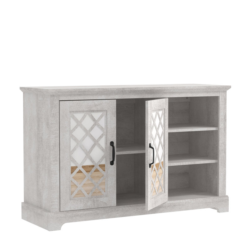 Perrault 45.7" 2 Door Sideboard with Shelves, Dusty Gray Oak