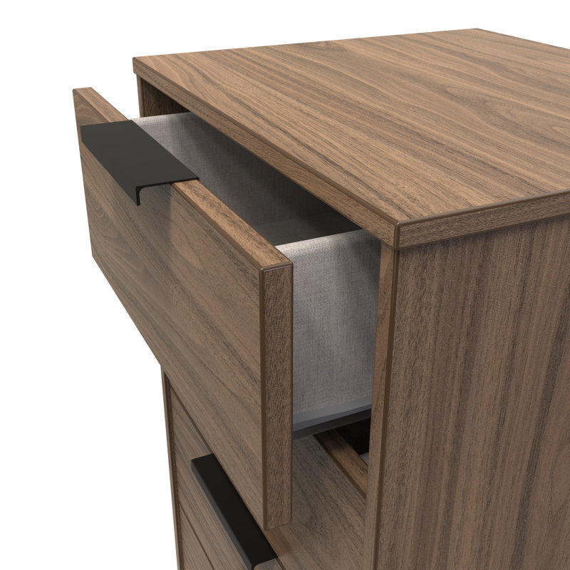 Turah 45cm W Manufactured Wood Bedside Table, Carini Walnut
