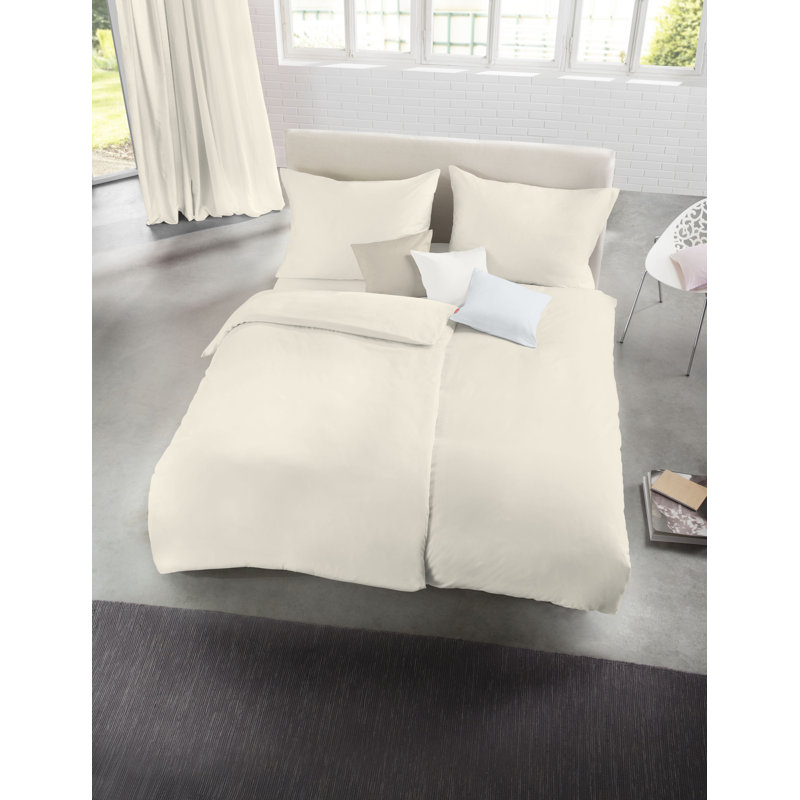 Uni-Colours 100% Cotton 200 TC Duvet Cover Set, 155 x 200cm Duvet Cover + 1 Pillowcase, Porcelain