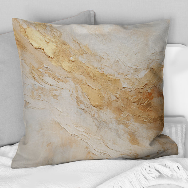 Gold White Marble Geode Magic - Abstract Marble Printed Throw Pillow