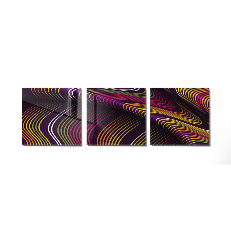 3 Piece No Frame Print on Glass, 60cm H x 60cm W x 0.4cm D