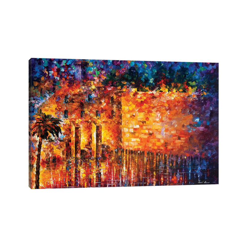 Mur des lamentations par Leonid Afremov - impression d'art graphique, H 18 po x l 26 po x P 1,5 po, Toile tendue