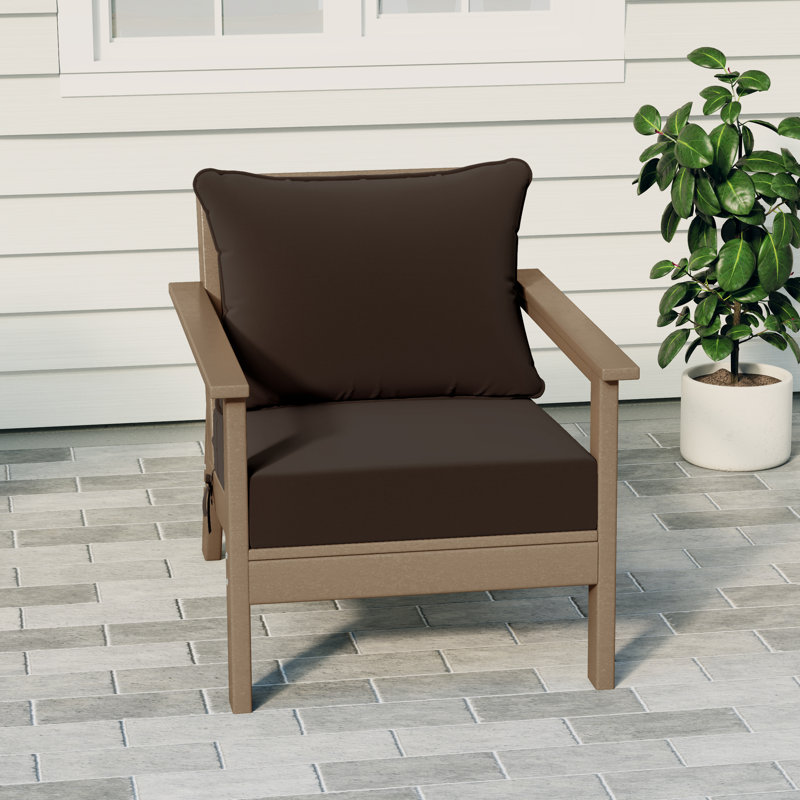 Hydea Deep Seating Chair With Cushions, Brown, Weathered Wood