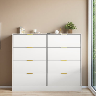 Commode 8 tiroirs pour chambre à coucher, commode de chambre moderne en bois