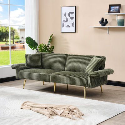 79 Inch Corduroy Bed, Foldable With Adjustable For Living Room And Tiny Spaces Compact Locations