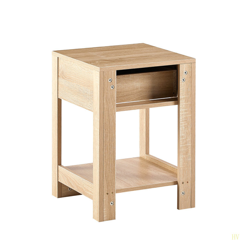15.75" Rattan End Table With  Drawer, Modern Nightstand, Side Table For Living Room, Bedroom, Brown