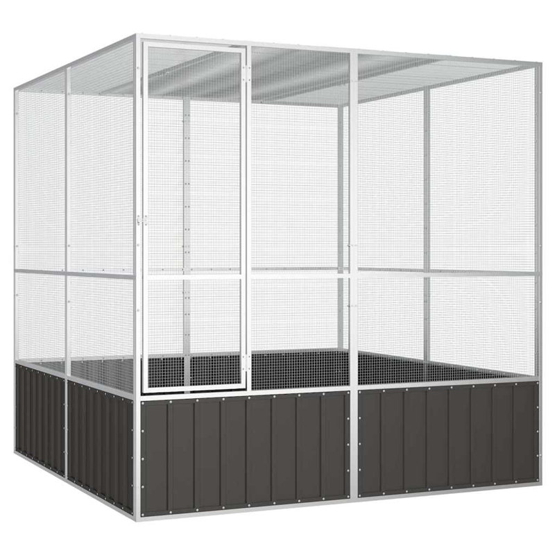 Cage à oiseau en acier galvanisé anthracite, H 47,6 po x l 3,1 po x P 59,1 po, Anthracite