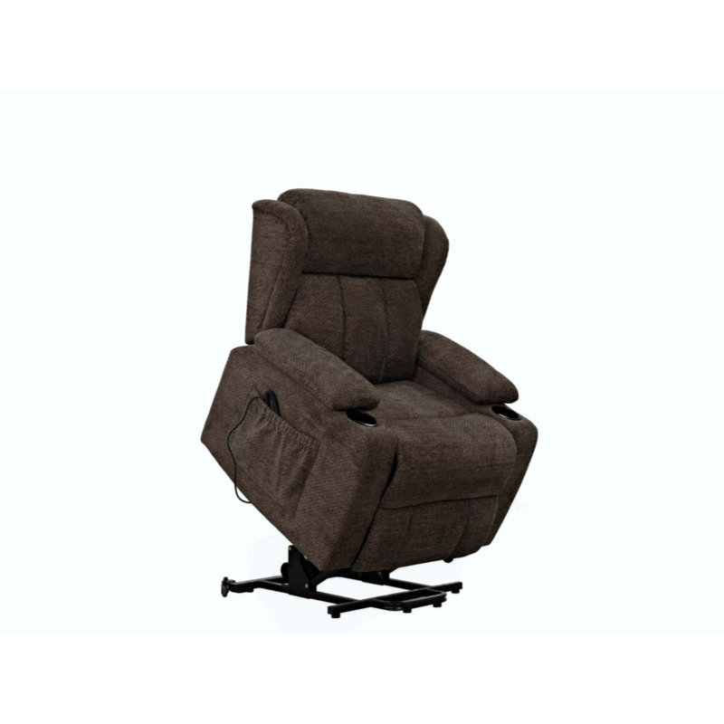 Fauteuil inclinable électrique en lin brun Lusio