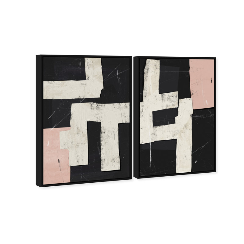 Placed Together Set Set by Oliver Gal, 31"H x 46"W, Black Floater Frame