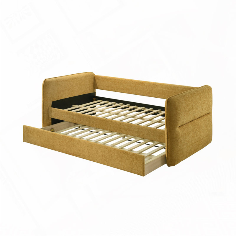 Upholstery Daybed with Pull Out Trundle, Gold