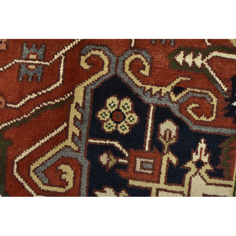 Tapis oriental en laine ivoire noué à la main 9 pi 1 po x 11 pi Serapi Serapi