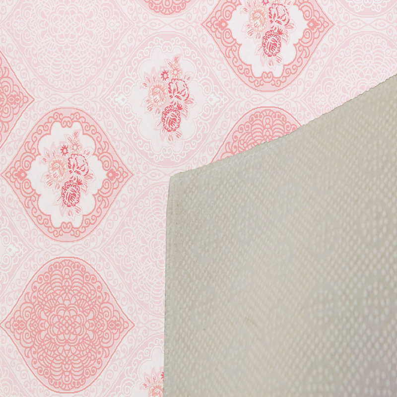 Tapis rose / ivoire en polyester tissé à la machine Benbow, Rectangle 5 pi 11 po x 9 pi 2 po
