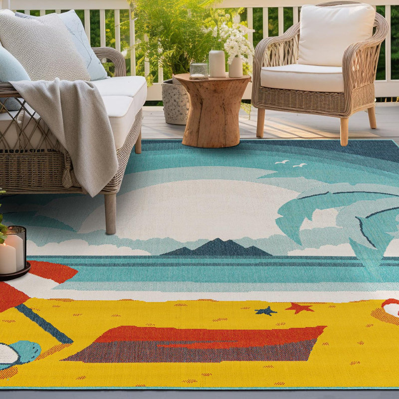 Angelys Indoor/Outdoor Area Rug, Square 7'10"