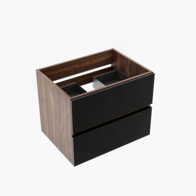 Meuble-lavabo 24 po avec double tiroir noir doux, meuble-lavabo mural flottant pour salle de bain moderne, KD