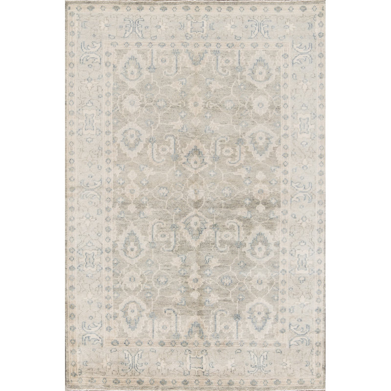 Nomad Oriental Area Rug in Green/Ivory