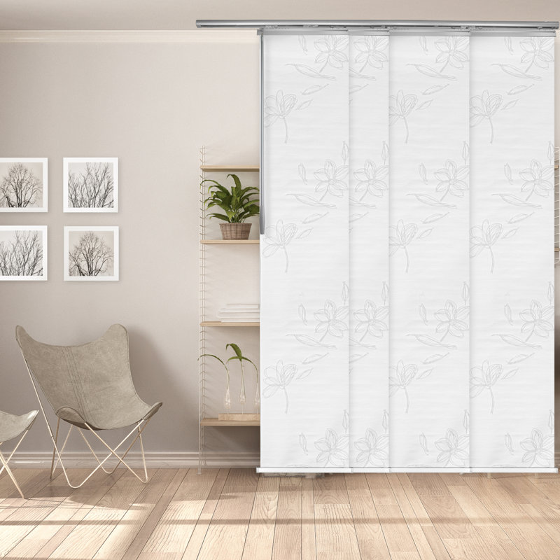 Lotus 4-Panel Single Rail Panel Track Extendable, Satin Nickel, 88"W x 116"L