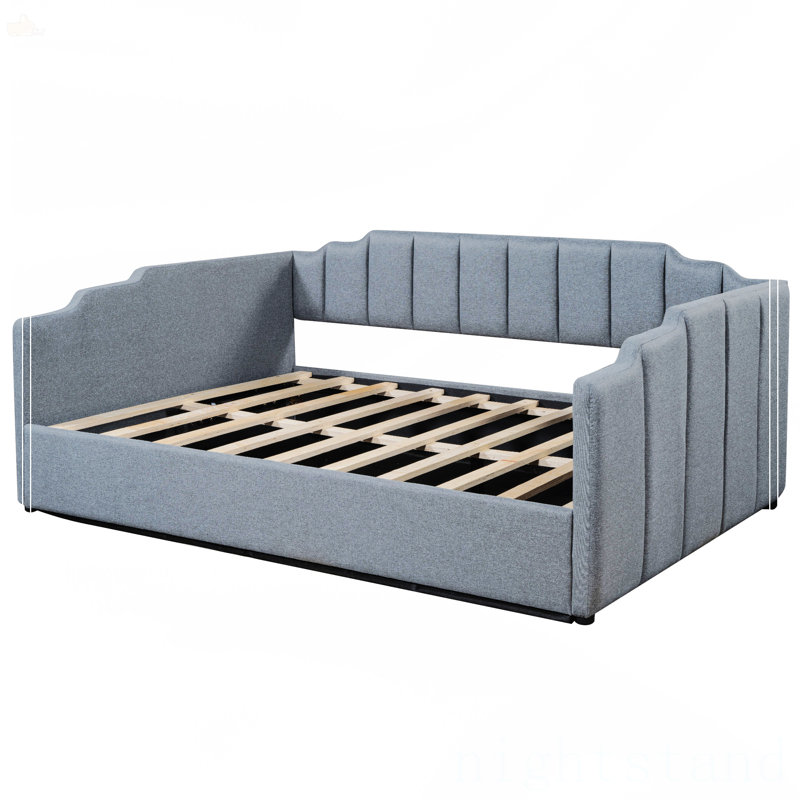 Upholstered Daybed With Underneath Storage, Gray, Full / Double