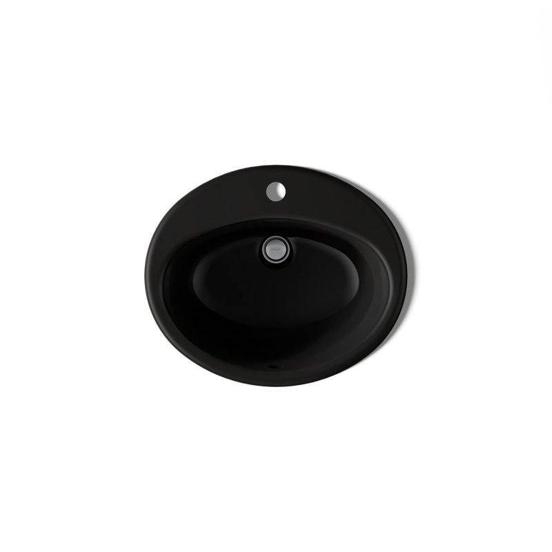 Farmington Metal Oval Drop-In Bathroom Sink with Overflow, Black