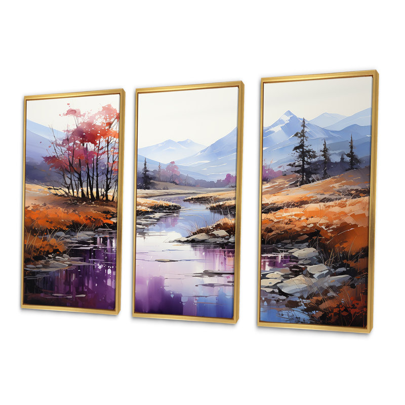 Ensemble d'art sur toile «Al simple», Cadre flottant doré, H 32 po x l 48 po x P 1 po