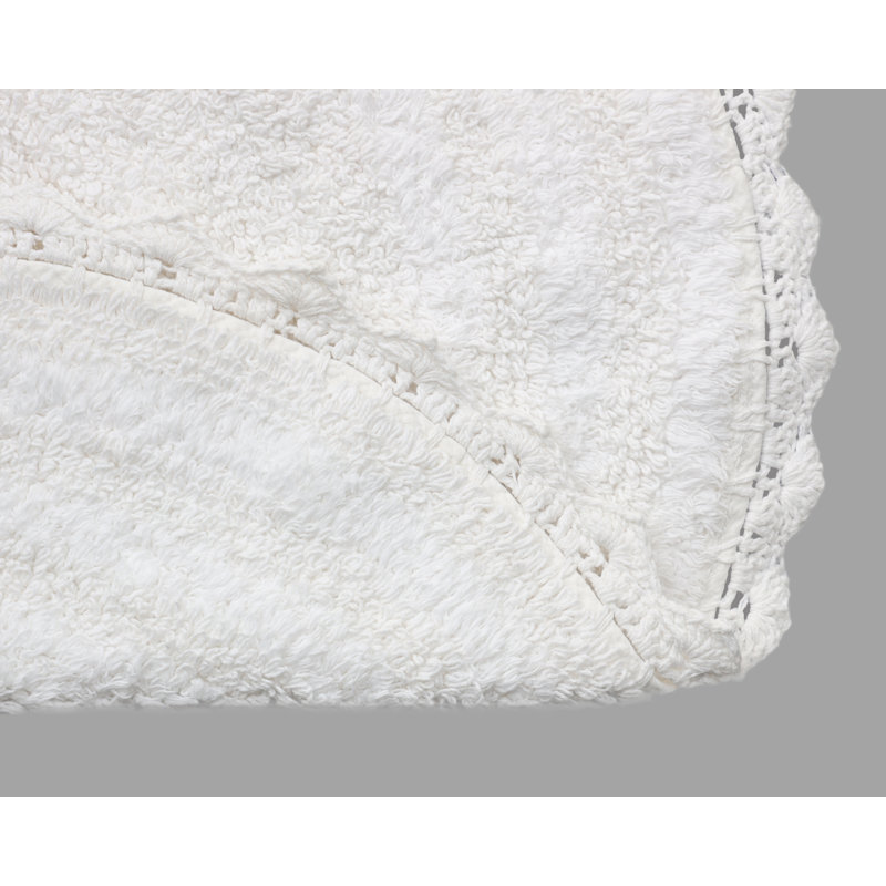 100% Cotton Non-Slip Bath Rug, White