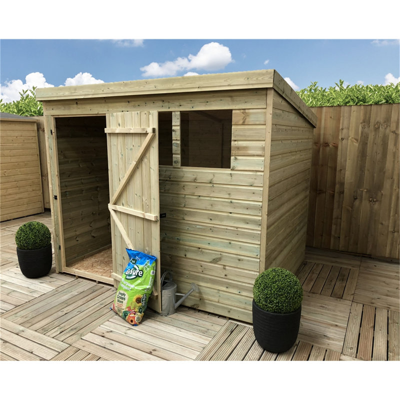 Brewerton 8 ft. W x 3 ft. D Solid Wood Garden Shed, 8 ft. W x 3 ft. D