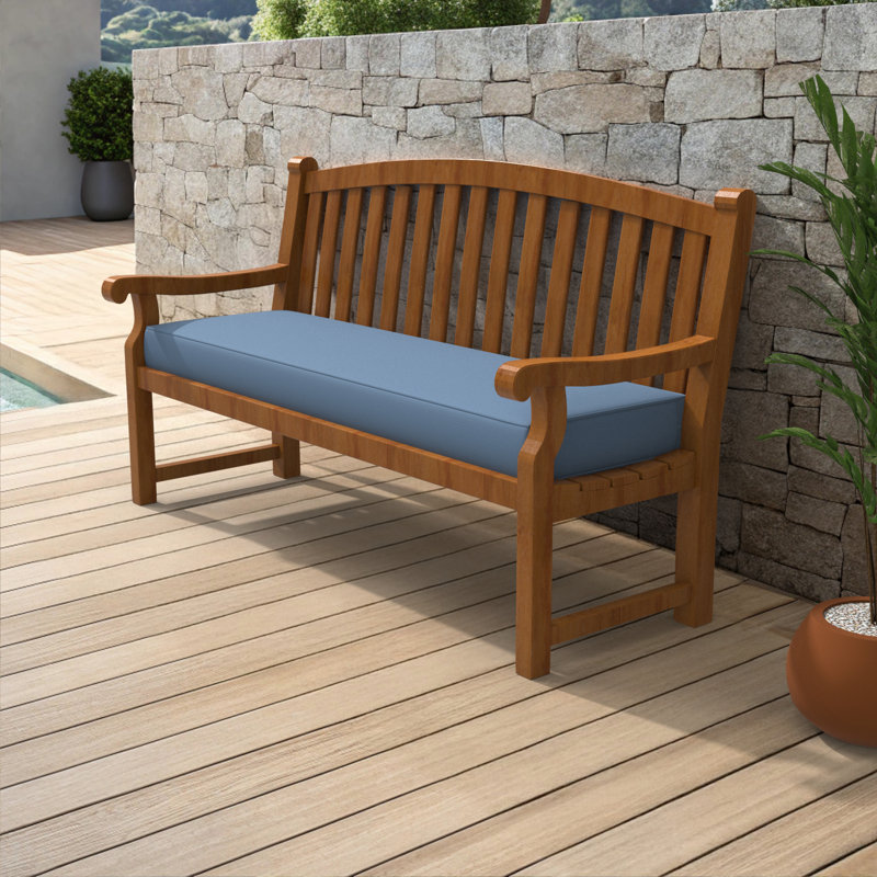 52 Inch Outdoor Bench Cushion, 5" High Density Foam, Sky Blue