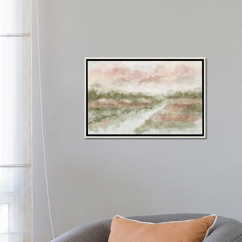 Peaceful Waters, Distressed White Floater Framed Canvas, 18" H x 26" W x 1.5" D, No Mat