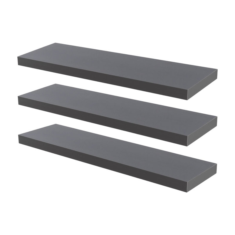 Harbour Housewares - Modern Floating Wall Shelves, Grey, 4cm H x 80cm W x 23.5cm D