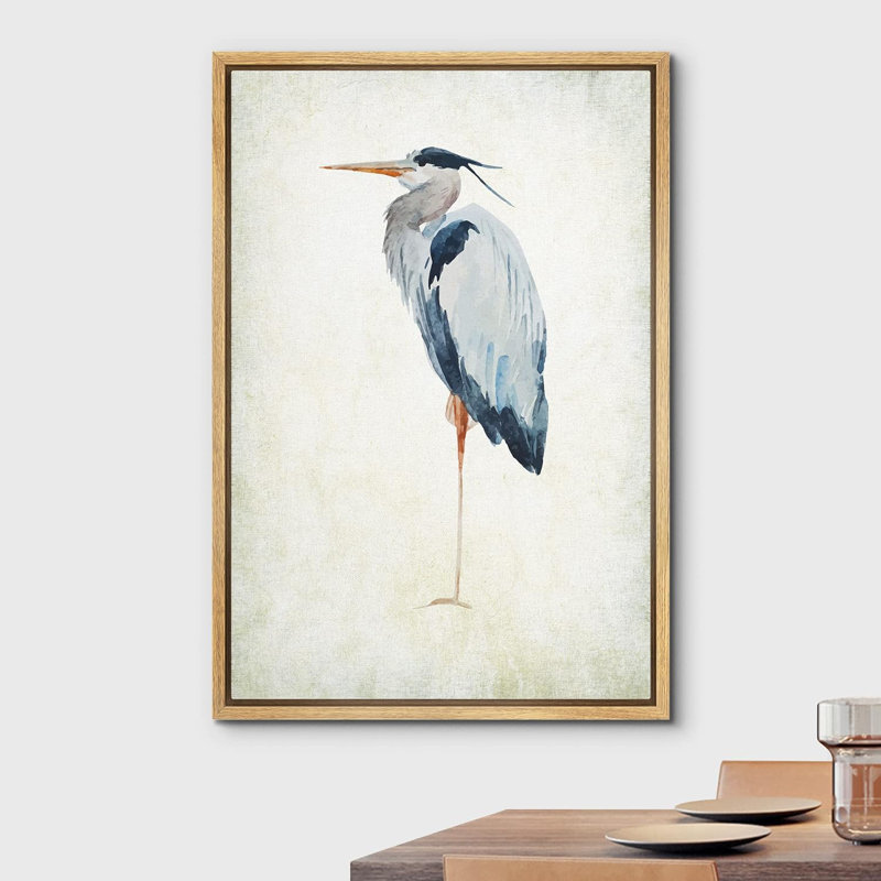 «Blue Heron Bird Wild Animal Gallery», reproduction sur toile, H 24 po x l 16 po x P 1,5 po, Cadre naturel flottant