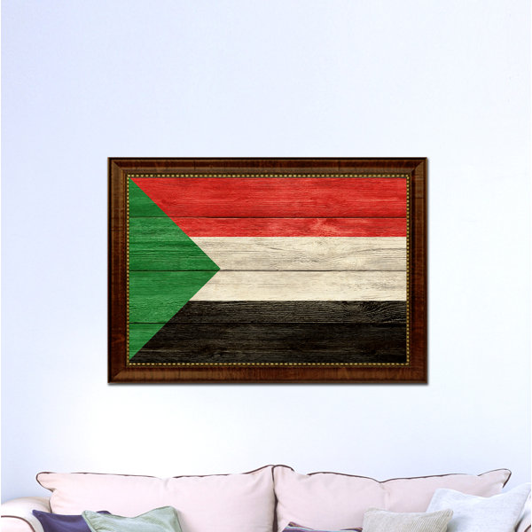 SpotColorArt 'Sudan Country Flag' Framed Painting on Canvas | Wayfair
