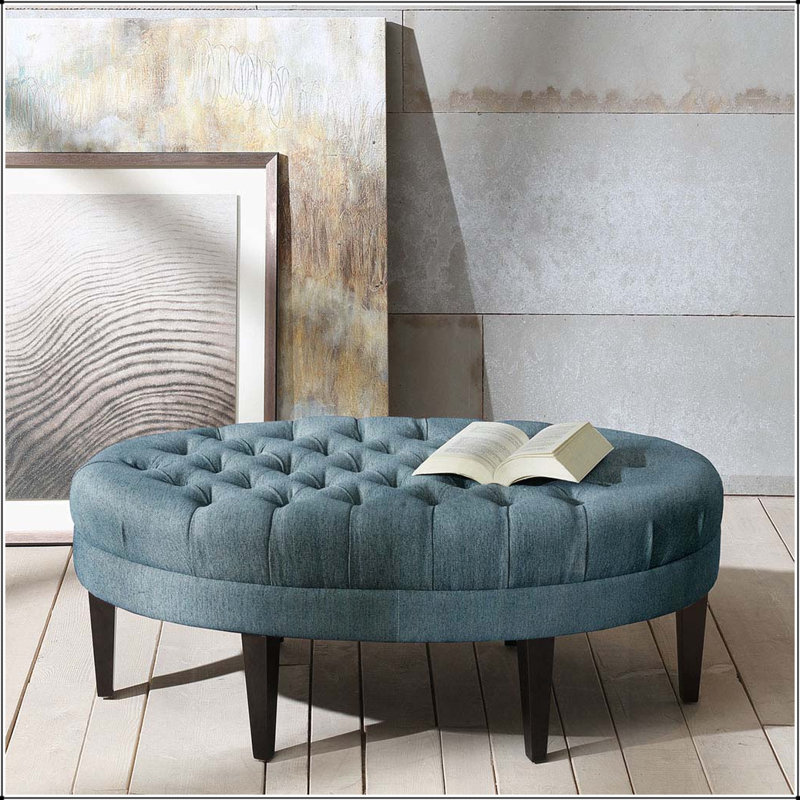 Bernville Upholstered Ottoman, Blue