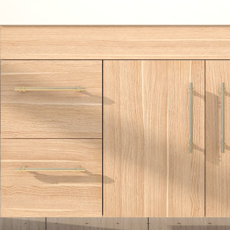 70.8" Wall-Mounted Double Bathroom Vanity Set, Champagne Oak