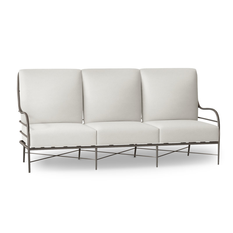 Carmel 77" Wide Outdoor Patio Sofa with Cushions, No Welt, Dove Sunbrella® Linen