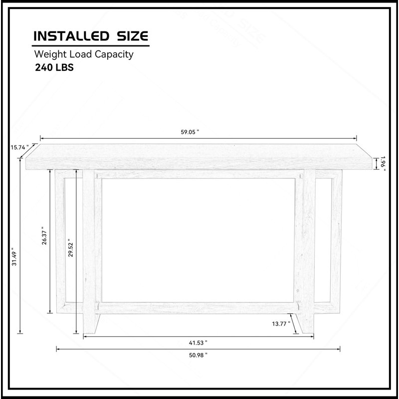 59.05Inch MDF Console Table Narrow Entryway Table For Hallway, Behind The Couch, Living Room, Foyer, Easy Assembly, OAK