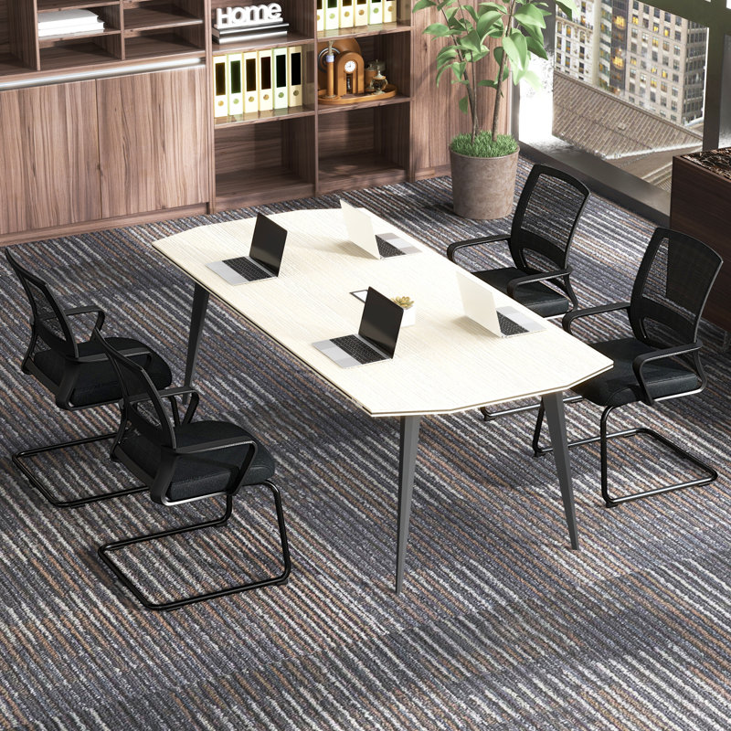 Inbox Zero 4 PCS Office Mesh Chair Office Guest Conference Chair w/ Lumbar Support Ergonomic Backrest