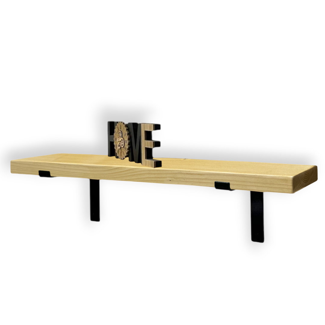 Industrial Scaffold Board Wall Shelf Down Lipped Metal Brackets Included For Bedroom