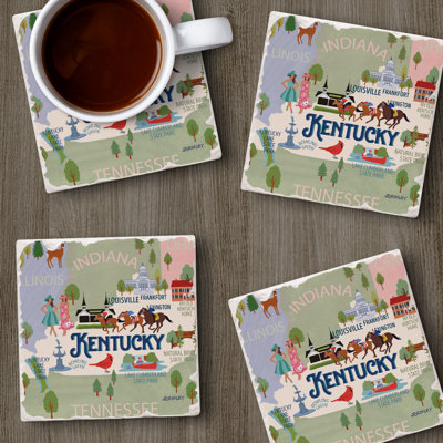 Thirstystone Kentucky Attractions 4 Piece Tumbled Tile Coaster Set